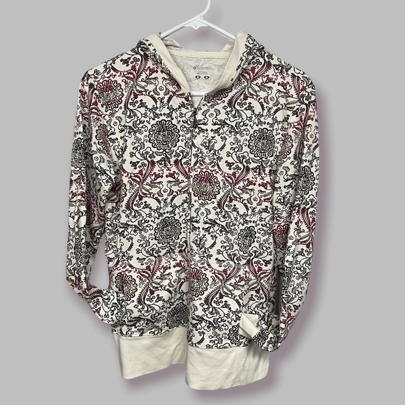 COLUMBIA Scrolls Zip-Up Hoodie Sweatshirt, Winter White, Burgundy, Black, Medium - Picture 6 of 6